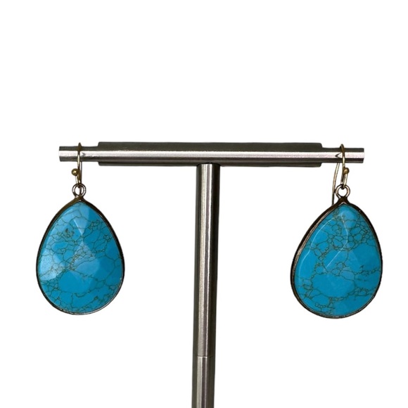 Anthropologie Turquoise Faceted Drop Earrings - Picture 4 of 8